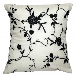 Persian Blossom Pillow Cover - Ivory/Black